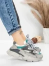 Pantofi Sport Dama din piele naturala HY5798 GREY-LIGHT GREEN | FRANCO GERARDO