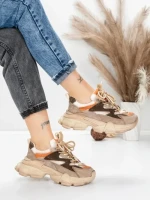 Pantofi Sport Dama din piele naturala HY5798 APRICOT-ORANGE | FRANCO GERARDO