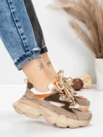 Pantofi Sport Dama din piele naturala HY5798 APRICOT-ORANGE | FRANCO GERARDO