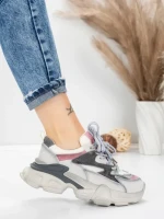 Pantofi Sport Dama din piele naturala HY5798 LIGHT GREY-PINK | FRANCO GERARDO