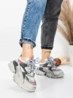 Pantofi Sport Dama din piele naturala HY5798 LIGHT GREY-PINK | FRANCO GERARDO