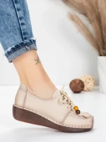 Pantofi Casual Dama din piele naturala 2553 CREAM | FORMATIONE