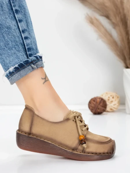 Pantofi Casual Dama din piele naturala 2553 APRICOT | FORMATIONE