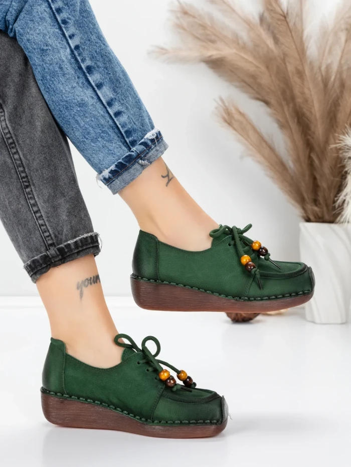Pantofi Casual Dama din piele naturala 2553 GREEN | FORMATIONE