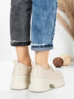 Pantofi Casual Dama din piele naturala 10828 CREAM | FORMATIONE