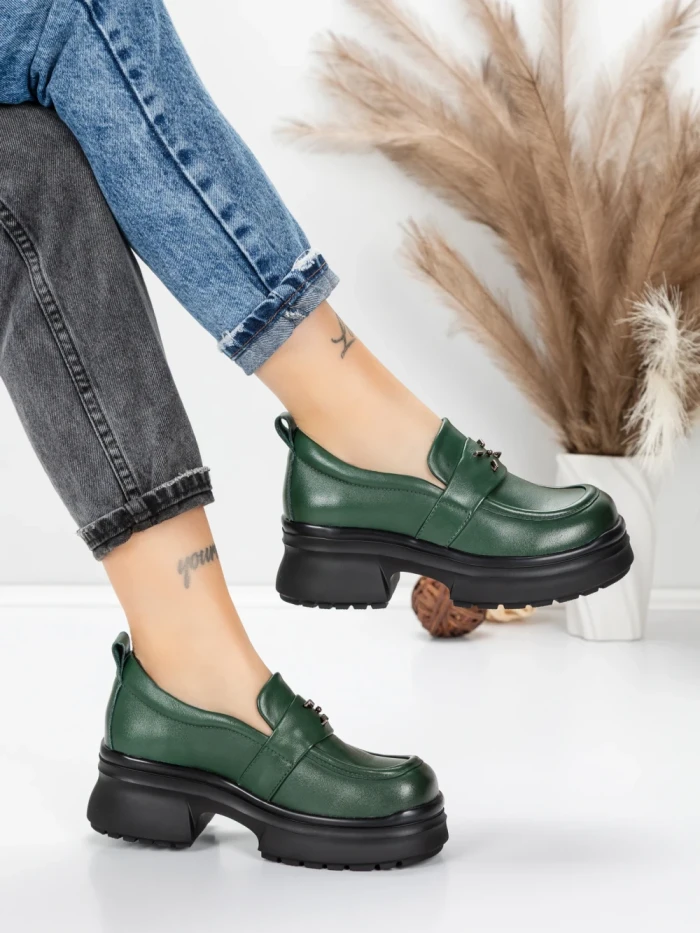 Pantofi Casual Dama din piele naturala 10828 GREEN | FORMATIONE