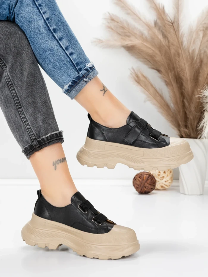 Pantofi Sport Dama din piele naturala 6806 BLACK | ADVANCER