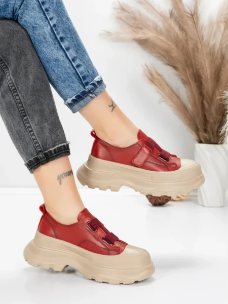 Pantofi Sport Dama din piele naturala 6806 RED | ADVANCER