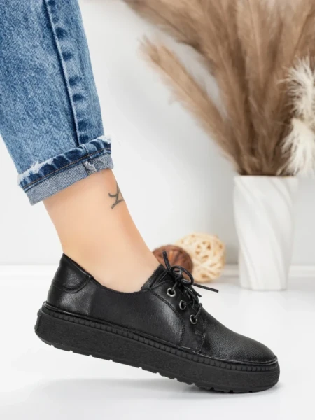 Pantofi Casual Dama din piele naturala 663 BLACK | ADVANCER