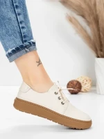Pantofi Casual Dama din piele naturala 663 CREAM | ADVANCER