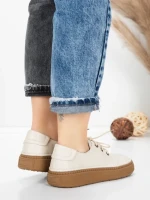 Pantofi Casual Dama din piele naturala 663 CREAM | ADVANCER