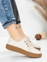 Pantofi Casual Dama din piele naturala 663 CREAM | ADVANCER