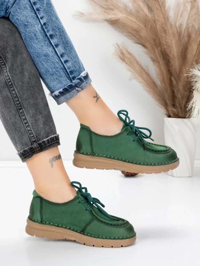 Pantofi Casual Dama din piele naturala 8887 GREEN | FORMATIONE