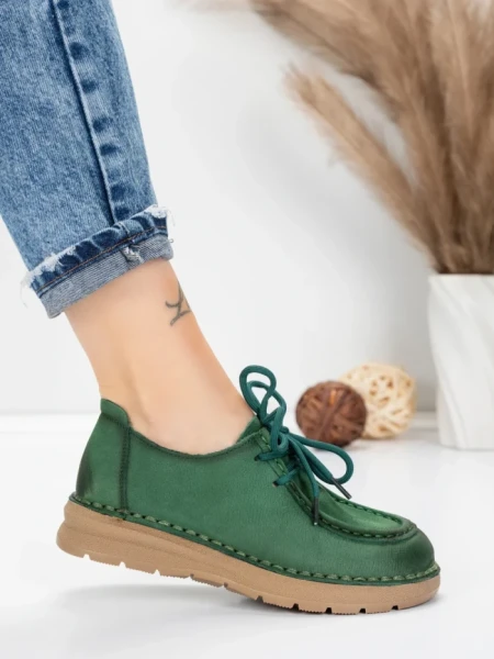 Pantofi Casual Dama din piele naturala 8887 GREEN | FORMATIONE
