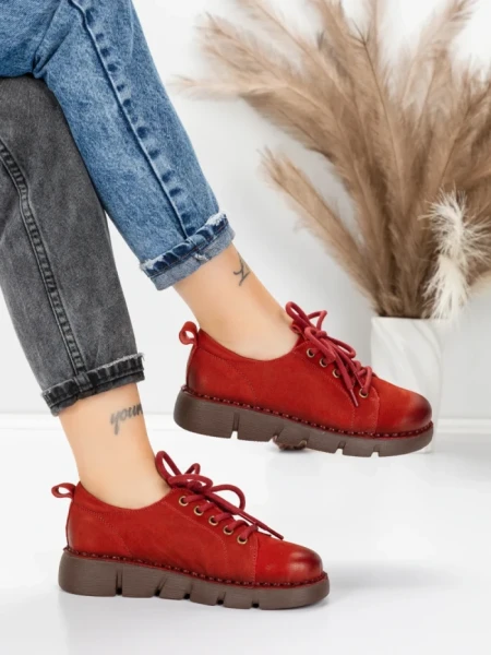 Pantofi Casual Dama din piele naturala 556 RED | FORMATIONE