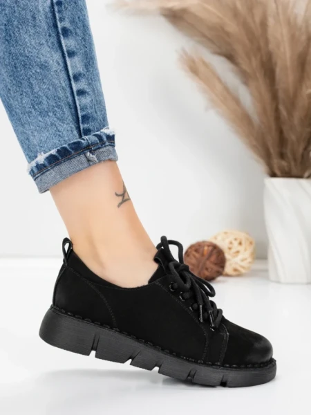 Pantofi Casual Dama din piele naturala 556 BLACK | FORMATIONE