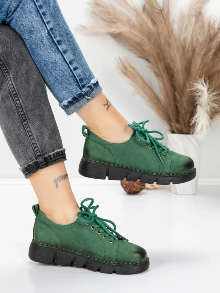 Pantofi Casual Dama din piele naturala 556 GREEN | FORMATIONE