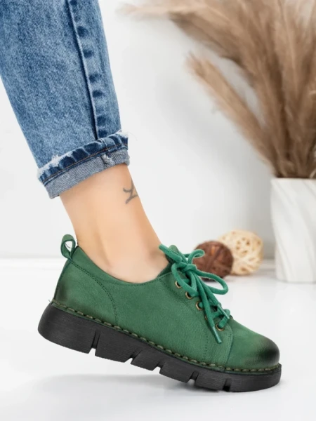 Pantofi Casual Dama din piele naturala 556 GREEN | FORMATIONE