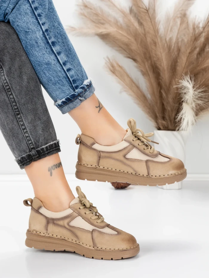 Pantofi Casual Dama din piele naturala 886 CREAM | FRANCO GERARDO