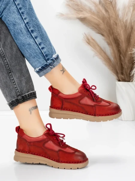 Pantofi Casual Dama din piele naturala 886 RED | FRANCO GERARDO