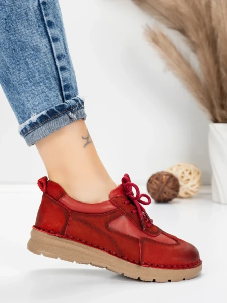 Pantofi Casual Dama din piele naturala 886 RED | FRANCO GERARDO