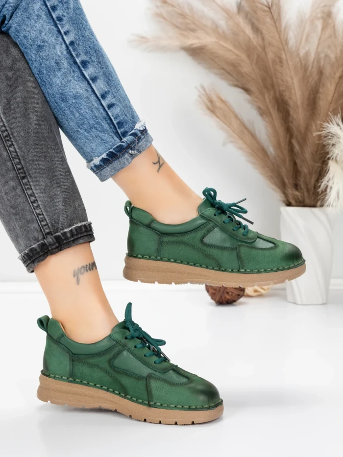 Pantofi Casual Dama din piele naturala 886 GREEN | FRANCO GERARDO