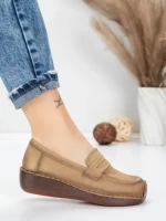 Pantofi Casual Dama din piele naturala 2557 APRICOT | FORMATIONE