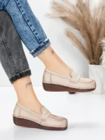 Pantofi Casual Dama din piele naturala 2557 CREAM | FORMATIONE