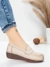 Pantofi Casual Dama din piele naturala 2557 CREAM | FORMATIONE