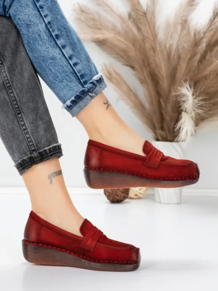 Pantofi Casual Dama din piele naturala 2557 RED | FORMATIONE