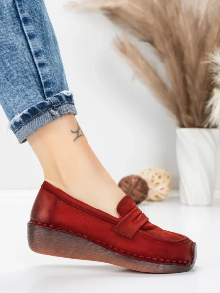 Pantofi Casual Dama din piele naturala 2557 RED | FORMATIONE