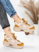 Pantofi Sport Dama din piele naturala 2576 CREAM-YELLOW | ADVANCER