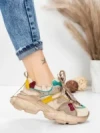 Pantofi Sport Dama din piele naturala HY5782 CREAM-LIGHT GREEN | FRANCO GERARDO