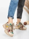Pantofi Sport Dama din piele naturala HY5782 CREAM-LIGHT GREEN | FRANCO GERARDO