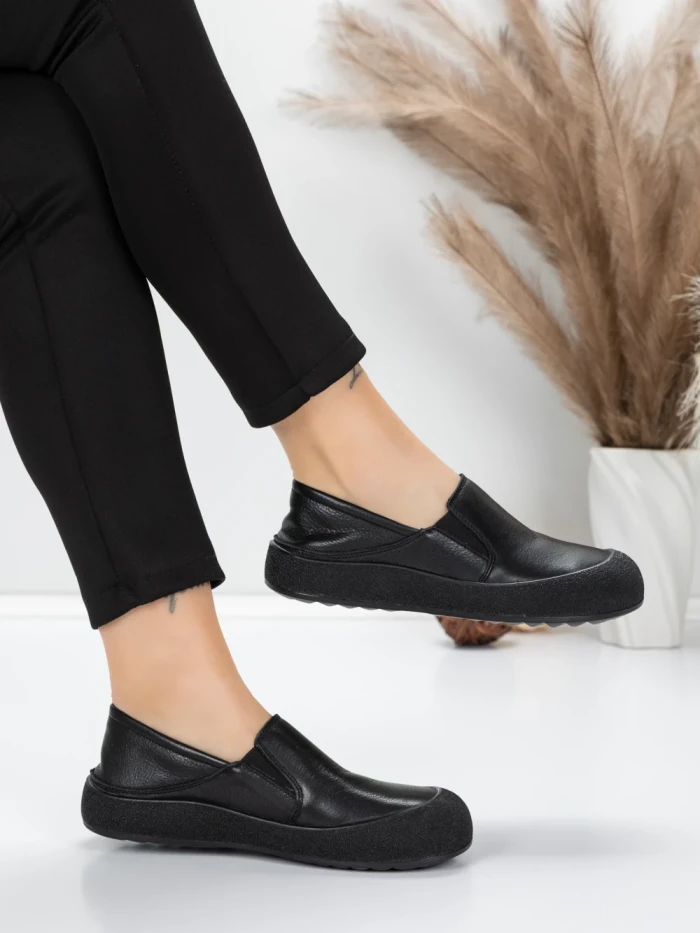 Pantofi Casual Dama din piele naturala 665 BLACK | ADVANCER
