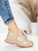 Pantofi Sport Dama din piele naturala 10018 CREAM | FRANCO GERARDO