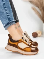 Pantofi Sport Dama din piele naturala 10018 YELLOW | FRANCO GERARDO