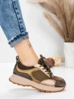 Pantofi Sport Dama din piele naturala 10018 KHAKI | FRANCO GERARDO