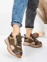 Pantofi Sport Dama din piele naturala 10018 KHAKI | FRANCO GERARDO