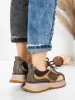 Pantofi Sport Dama din piele naturala 10018 KHAKI | FRANCO GERARDO