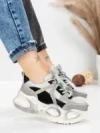 Pantofi Sport Dama din piele naturala HY8985 BLACK-GREY | FRANCO GERARDO