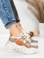 Pantofi Sport Dama din piele naturala HY8985 ORANGE-DARK GREY | FRANCO GERARDO