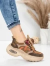 Pantofi Sport Dama din piele naturala HY2128 COFFEE-ORANGE | FRANCO GERARDO