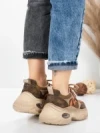Pantofi Sport Dama din piele naturala HY2128 COFFEE-ORANGE | FRANCO GERARDO