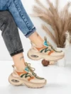 Pantofi Sport Dama din piele naturala HY2128 CREAM-GREEN | FRANCO GERARDO