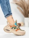 Pantofi Sport Dama din piele naturala HY2128 CREAM-GREEN | FRANCO GERARDO