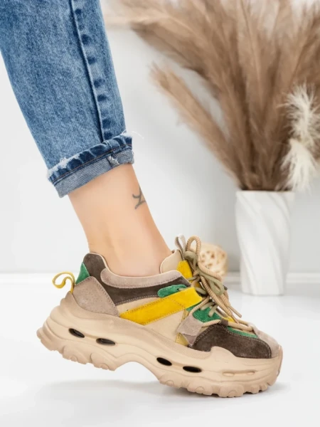 Pantofi Sport Dama din piele naturala HY2986 APRICOT-YELLOW | FRANCO GERARDO