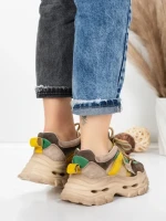 Pantofi Sport Dama din piele naturala HY2986 APRICOT-YELLOW | FRANCO GERARDO