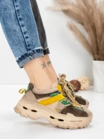 Pantofi Sport Dama din piele naturala HY2986 APRICOT-YELLOW | FRANCO GERARDO