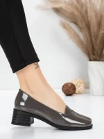 Pantofi cu toc din piele naturala 1355-10 GREY | ADVANCER